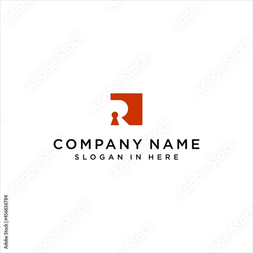 key hole letter R logo for real estate vector