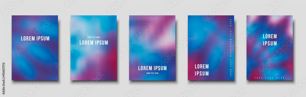 Set of cover templates. Hand painted psychedelic tie dye blurred background. Vector illustrations for posters, flyers and placards design