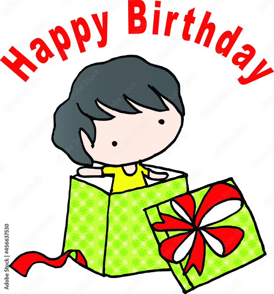 vector cartoon boy girl with gift happy birthday card vector cartoon boy girl with gift happy birthday card
