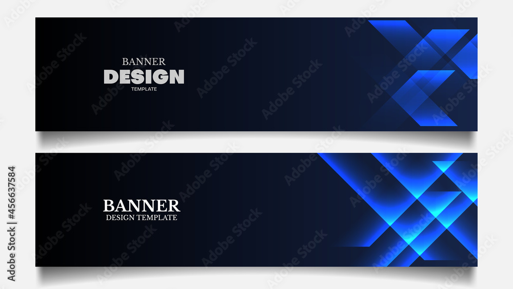 blue banner background with overlapping stripes. digital presentation. tecnology banner