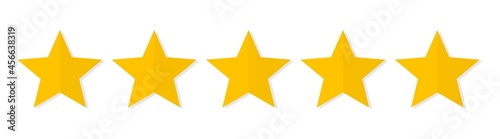 RATING ICON FIVE YELLOW STARS WITH SHADOW