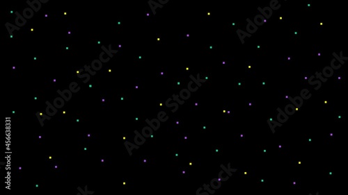 Minimalists style festive background with sparse pixels flickering in dark space