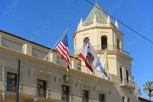 San Jose Civic building is a historic Municipal Auditorium and now is a theater located at 135 W San Carlos Street in downtown San Jose, California CA, USA.  photo