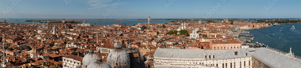 scenic view to roof of san marco  cathedral and skyline of Venice