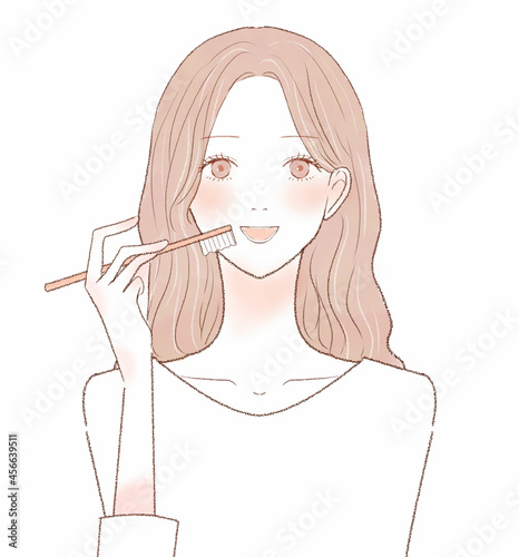 歯磨きをする女性