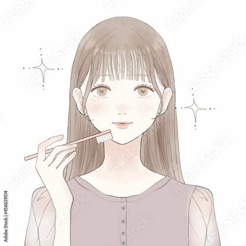 歯磨きをする女性