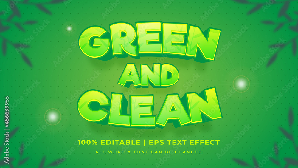 Naklejka premium Green and clean editable 3d vector text style effect. Editable illustrator text style.