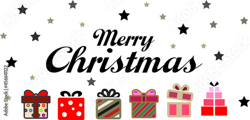 Merry Christmas and Happy New Year. gift box full of stars inside. Holiday banner, web poster, flyer, stylish brochure, greeting card, cover. Xmas background