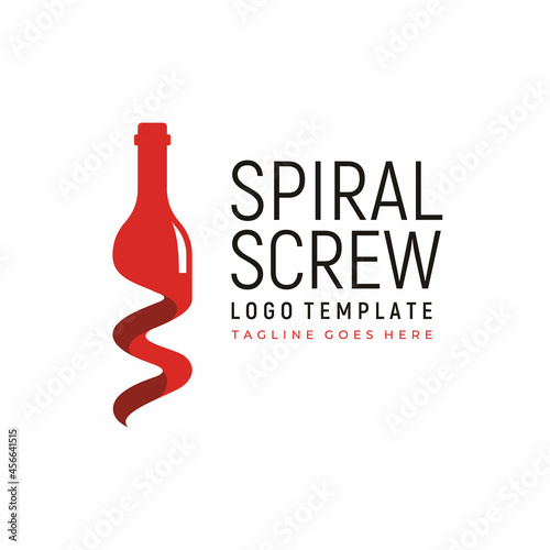 Wine Bottle with Initial S Spiral Screw for Winery Liquor Cafe Bar Dining Restaurant logo design