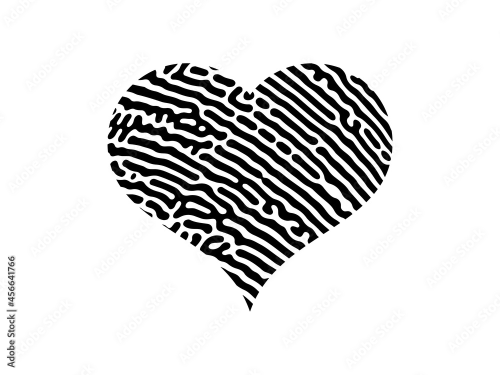Fingerprint heart silhouette