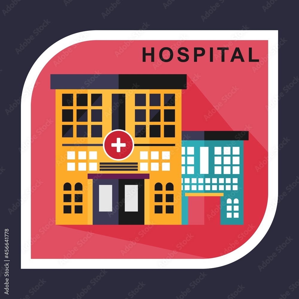 Hospital Icon Vector Flat Design, Hospital Icons, Healthcare Clipart, flat hospital building icon design.