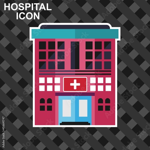 Hospital flat icon clinic color icons in trendy vector image. hospital building flat icon long shadow.