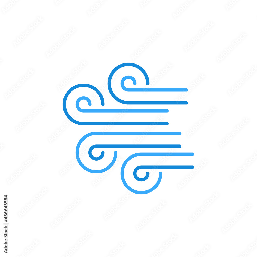 Wind concept vector blue linear icon or design element Wind concept vector blue linear icon or design element