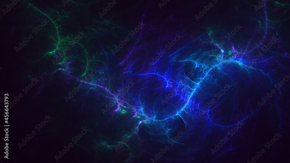 3D rendering abstract blue technology fractal background