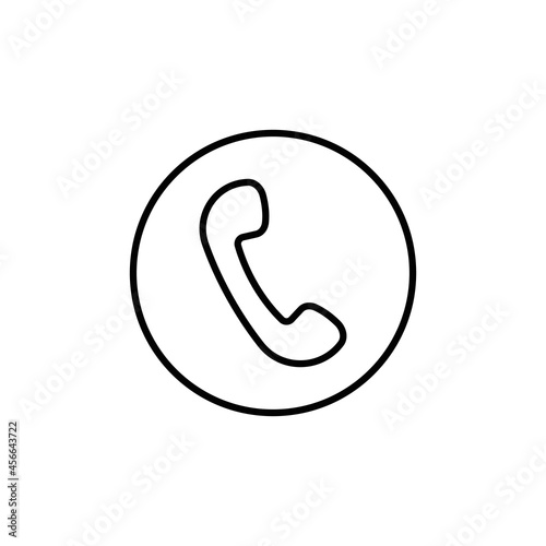 Call phone graphic icon. Silhouette of a speaking tube of an old landline wired telephone photo