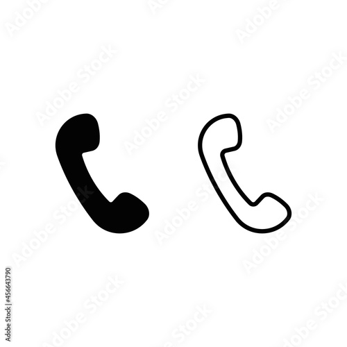 Call phone graphic icon. Silhouette of a speaking tube of an old landline wired telephone