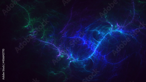 3D rendering abstract blue technology fractal background