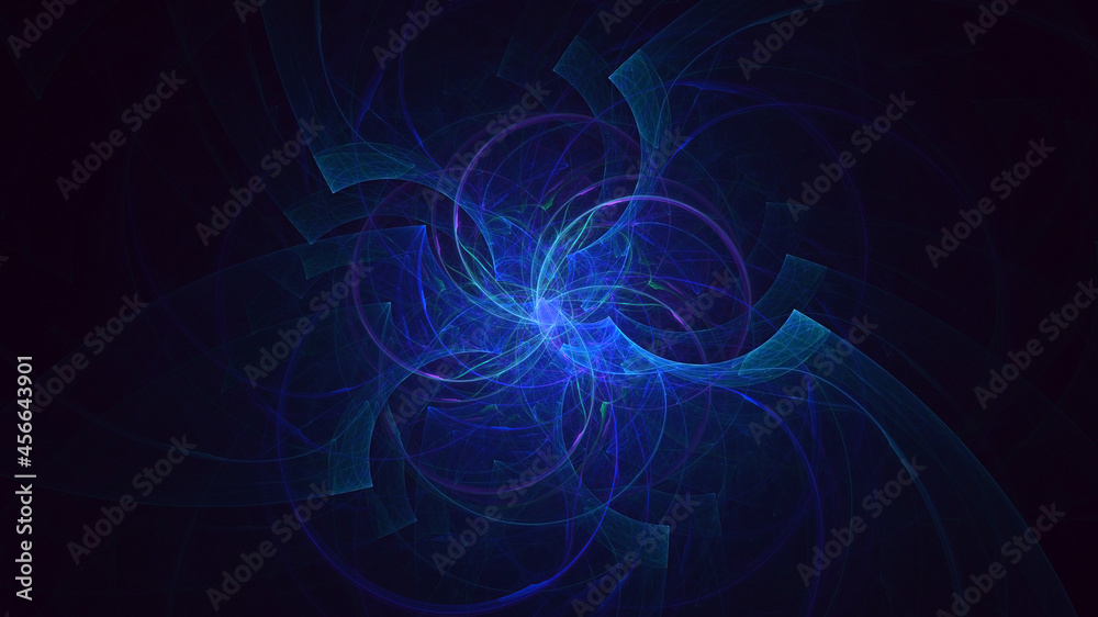 3D rendering abstract blue technology fractal background