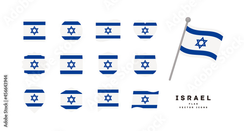 Israel national flag icon set vector illustration	