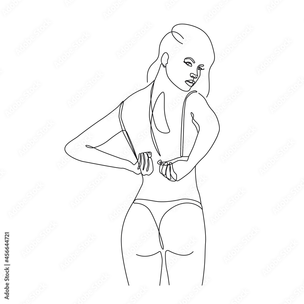 Naked Woman Body Line Art Drawing. Female Silhouette One Line Drawing. Woman Back Standing Pose Vector Illustration Minimalistic Style for Modern Design: Prints, Wall Art, Posters, Social Media. Naked Woman Body Line Art Drawing. Female Silhouette One Line Drawing. Woman Back Standing Pose Vector Illustration Minimalistic Style for Modern Design: Prints, Wall Art, Posters, Social Media.