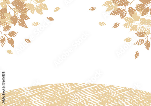 手描きの木と丘の風景
