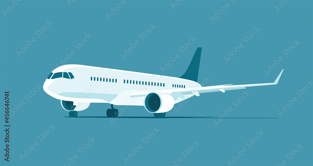 Contemporary jet airliner isolated. Vector illustration.