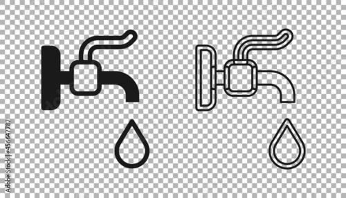 Black Water tap icon isolated on transparent background. Vector