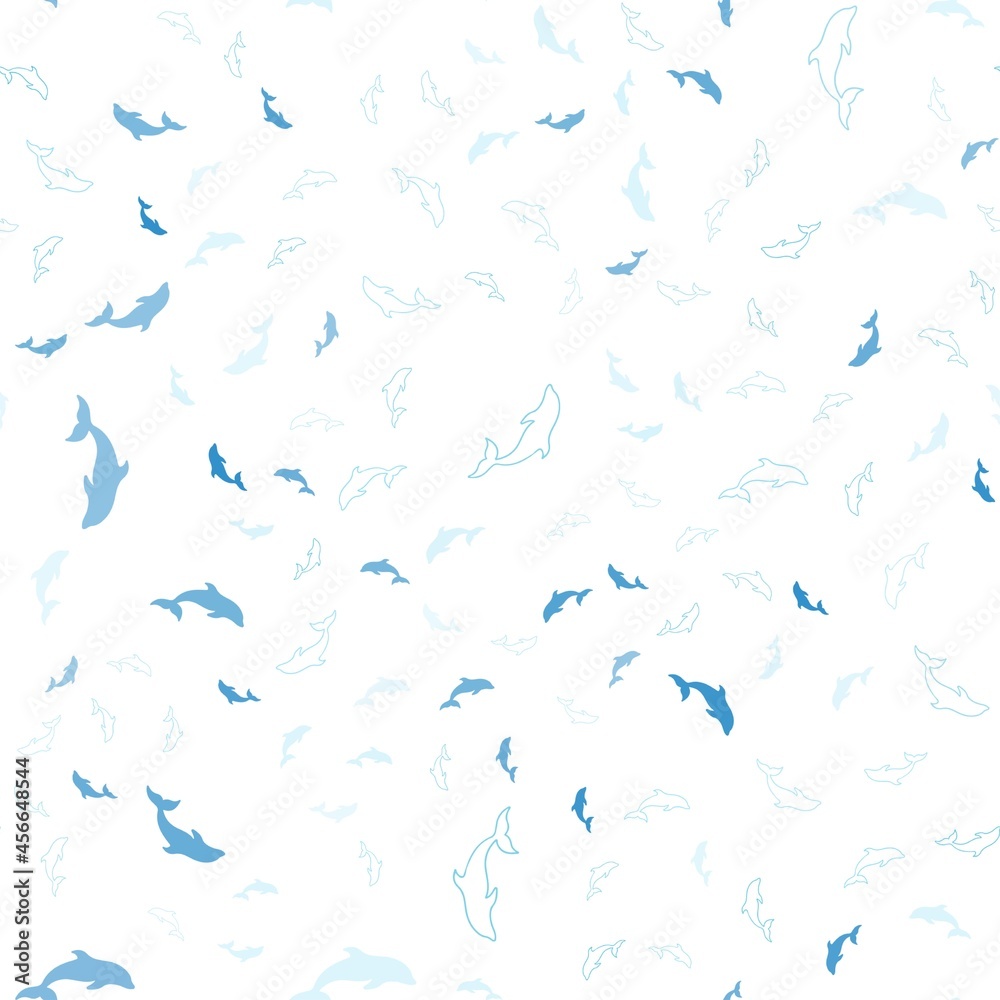 Light BLUE vector seamless backdrop with ocean dolphins. Light BLUE vector seamless backdrop with ocean dolphins.