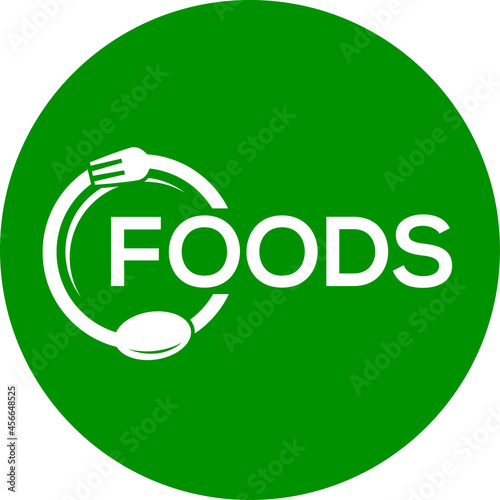 Green background foods logo, Foods vector logo or icon