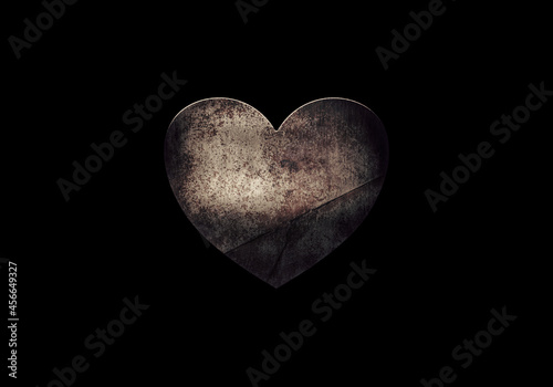 A dark rusty heart. A black dot appears on a heart when an action of sin is committed. The more sin is committed, the more dots appear. They are accumulated like rust which is difficult to be removed.