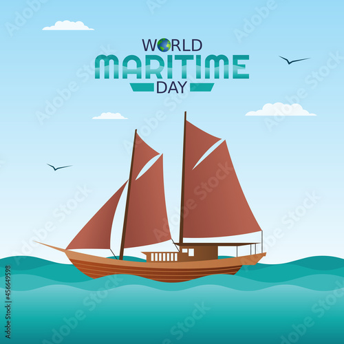 vector graphic of world maritime day good for world maritime day celebration. flat design. flyer design.flat illustration.