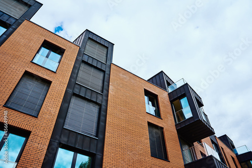 Detail of modern residential building against sky