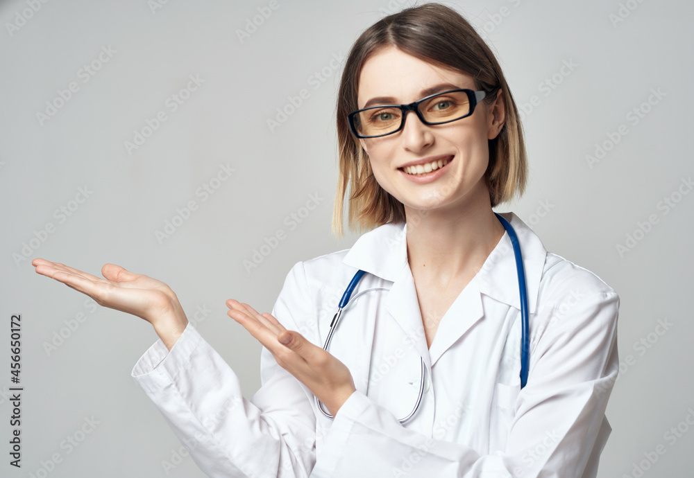 female doctor in medical uniform isolated background female doctor in medical uniform isolated background