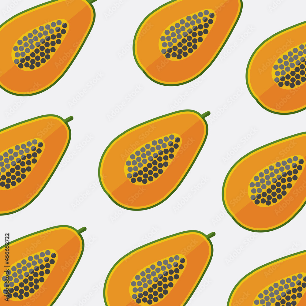 Fototapeta premium Flat Design Papaya Pattern Vector Illustration.
