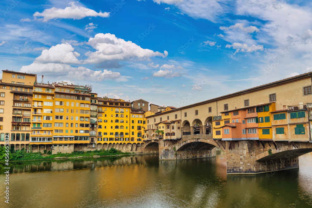 Florence Italy, city skyline at Ponte Vecchio Bridge and Arno River, Tuscany Italy