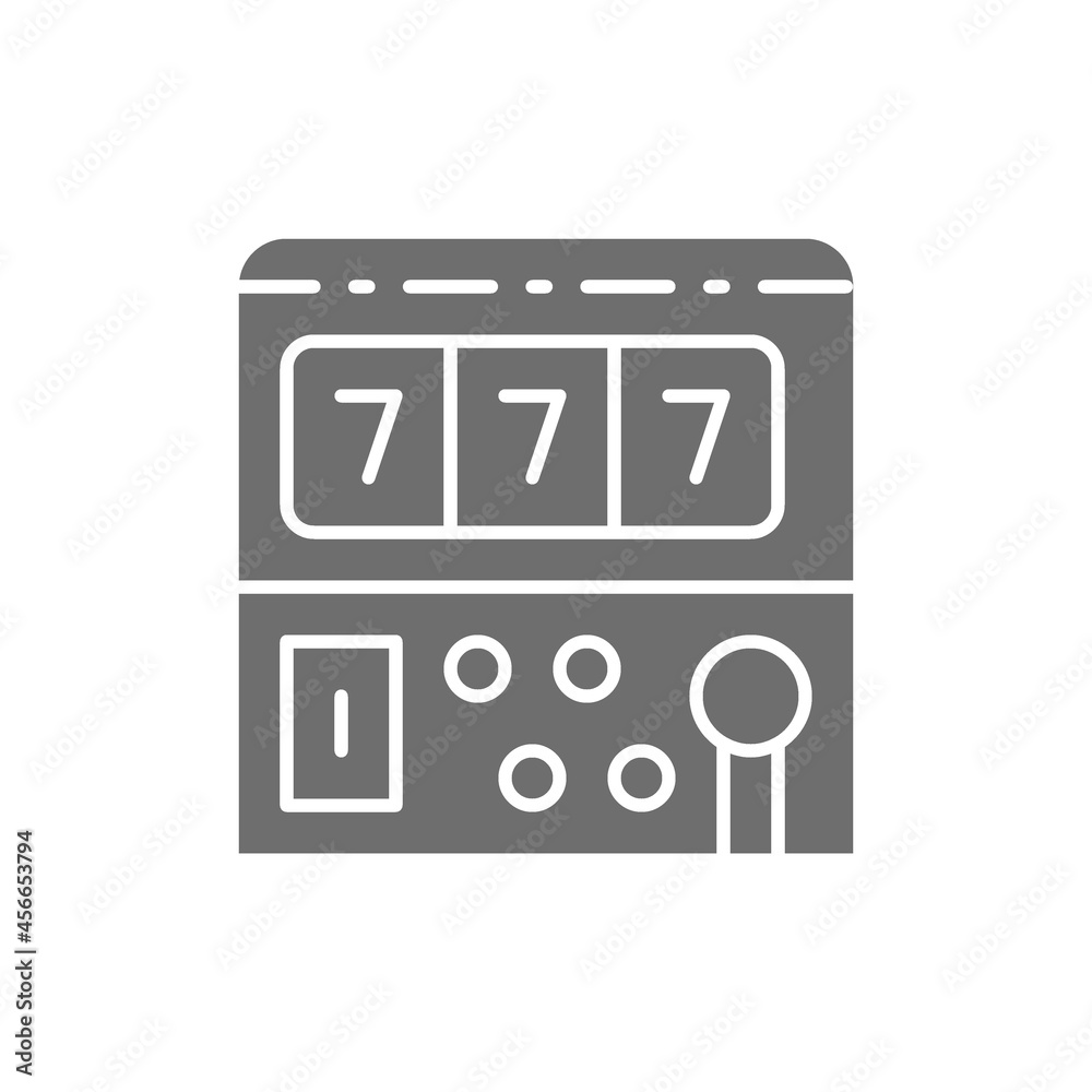 Slot machine game grey icon. Isolated on white background