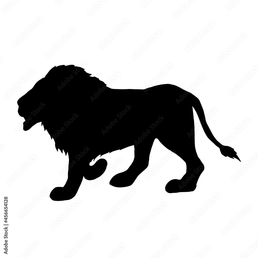 Black silhouette of an animal lion on a white background.Vector illustration.