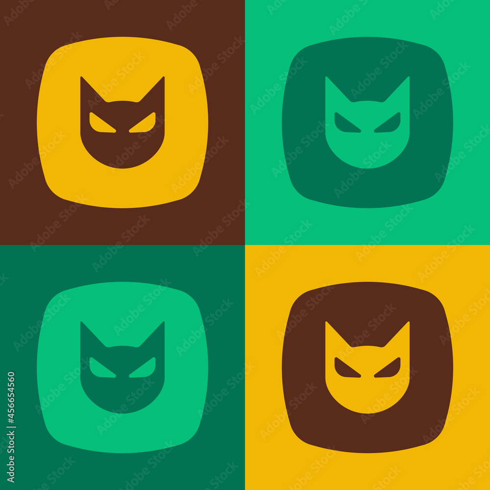 Pop art Black cat icon isolated on color background. Happy Halloween party. Vector Pop art Black cat icon isolated on color background. Happy Halloween party. Vector