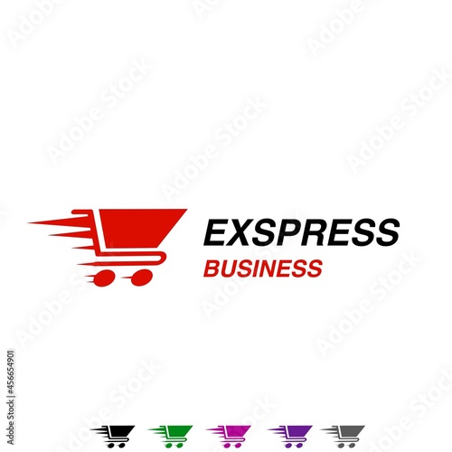 Fast shopping logo design on isolated background, fast cart logo design icon template