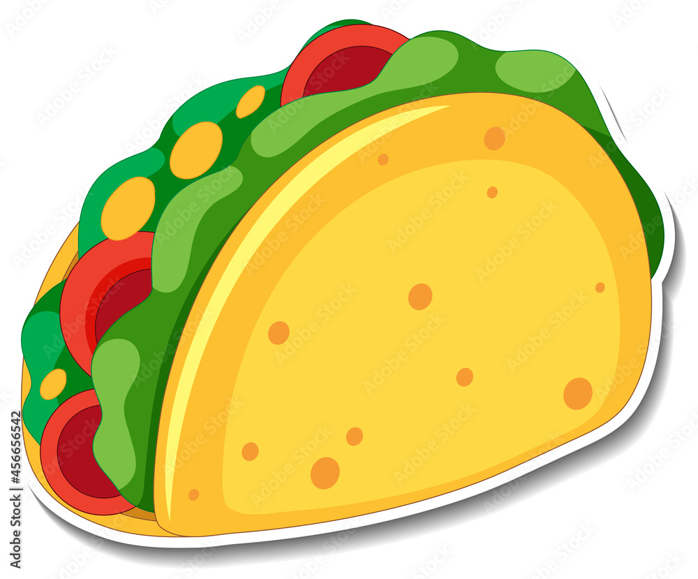 Taco sticker on white background