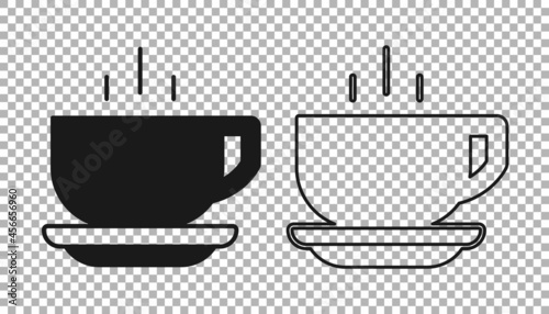 Black Coffee cup icon isolated on transparent background. Tea cup. Hot drink coffee. Vector
