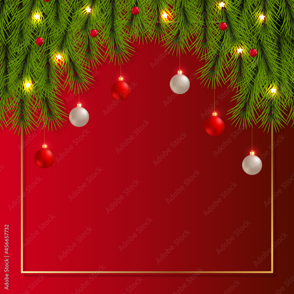 Christmas Background Decoration With Red White Christmas Ball