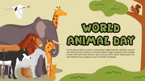 World animal day background with animals in jungle © Edoas