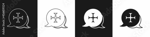 Set Crusade icon isolated on black and white background. Vector