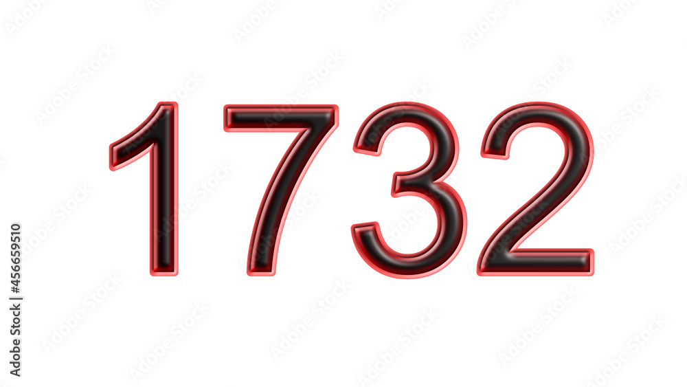 red 1732 number 3d effect white background red 1732 number 3d effect white background