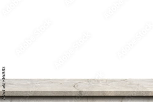 Empty cement table on isolated white background with copy space and display montage for product.