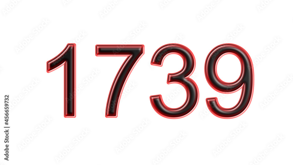 red 1739 number 3d effect white background red 1739 number 3d effect white background