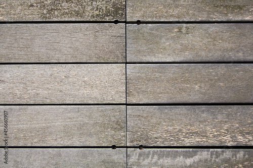 Old weathered wooden floor slats for outdoor use