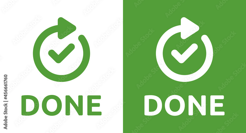 Green tick button. Done icon Stock Vector | Adobe Stock