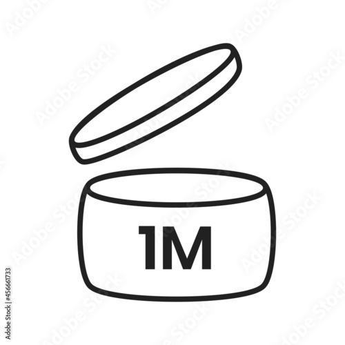 1m period after open pao icon sign flat style design vector illustration isolated on white background. 1 month pao expiration period for cosmetic packaging line art symbol.
